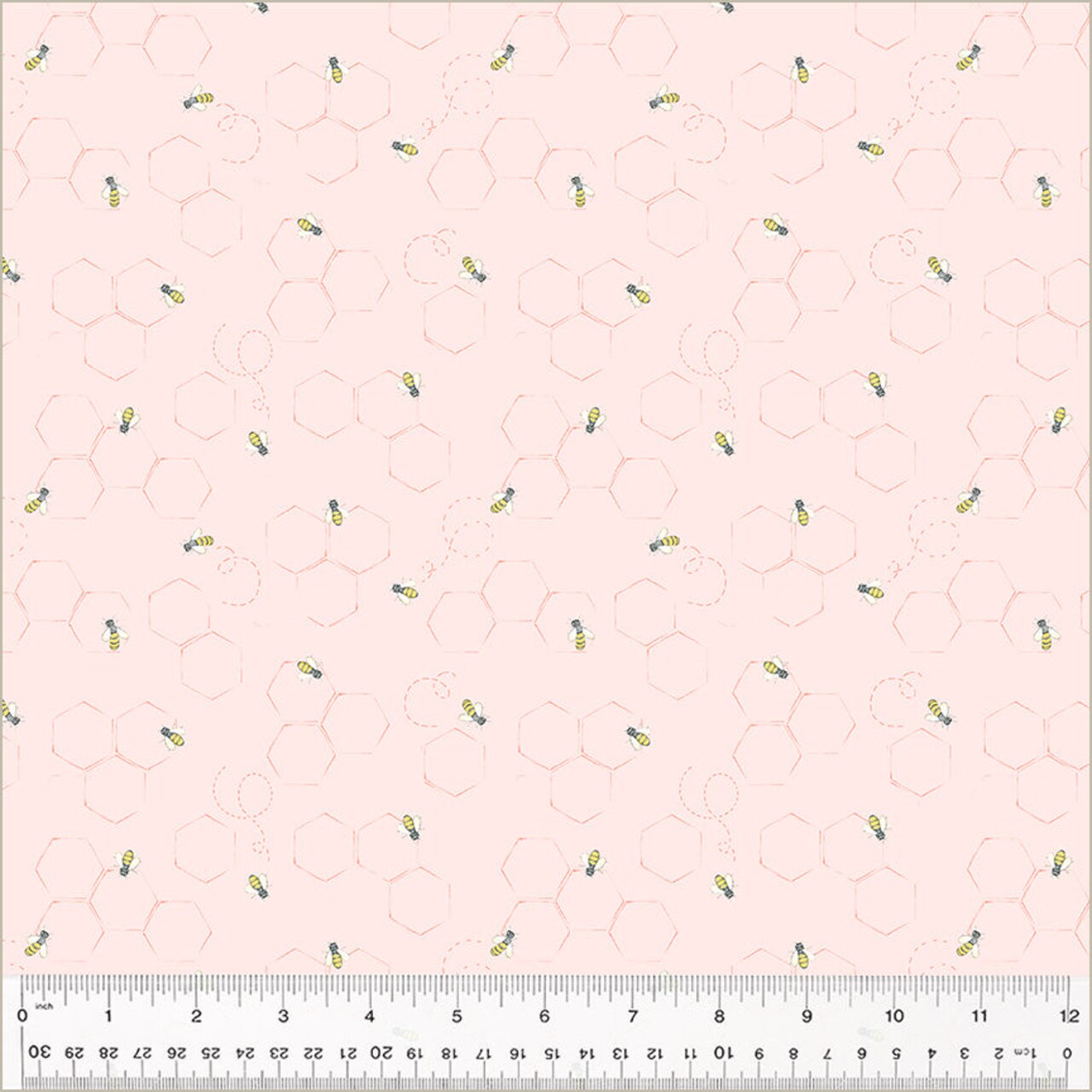 Fabric Windham Pale Pink Garden Bees by the Quarter Yard 54438-2
